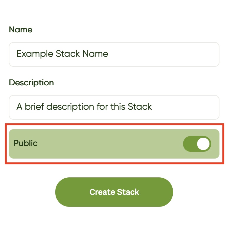 Stack - Public toggle