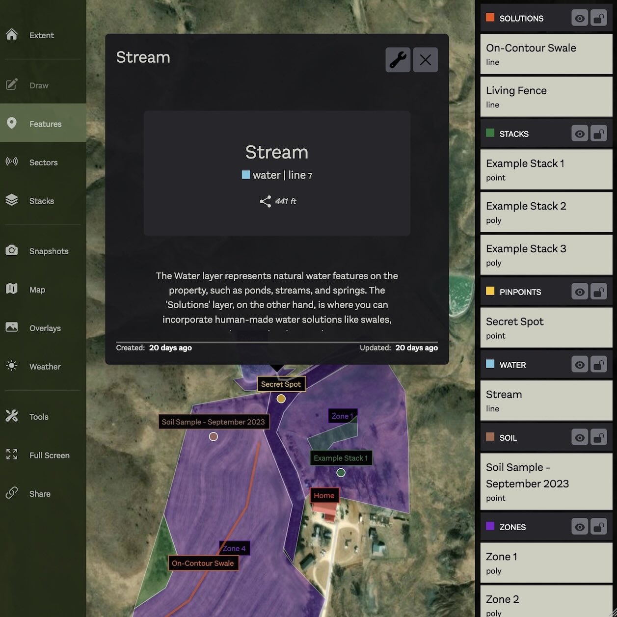 LiveStacks.co digital mapping software for permaculture design